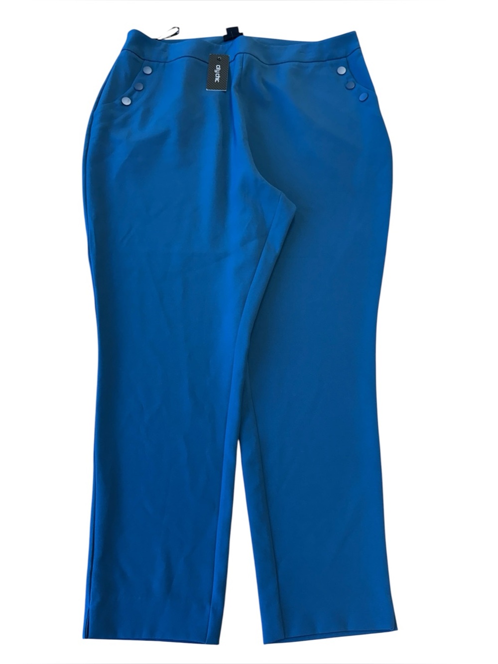 City Chic NWT Women's Blue Button Detail Trousers Size L/20
